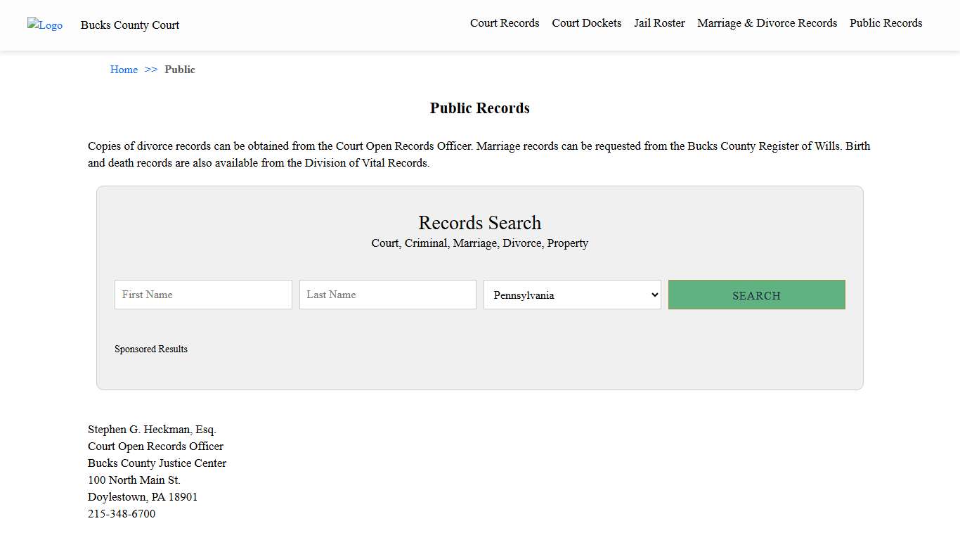 Public Records Bucks County Court