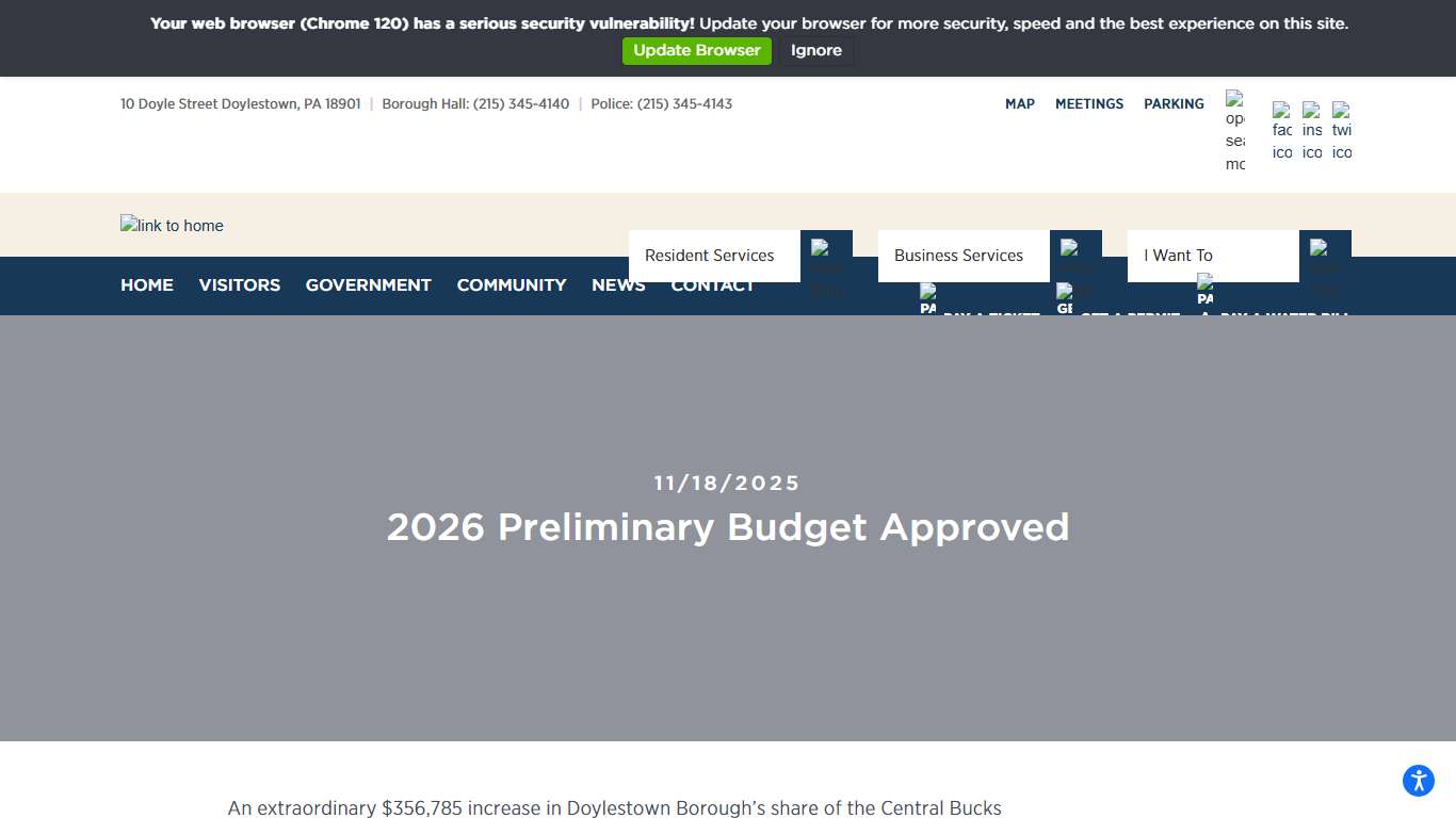 2026 Preliminary Budget Approved The Borough of Doylestown